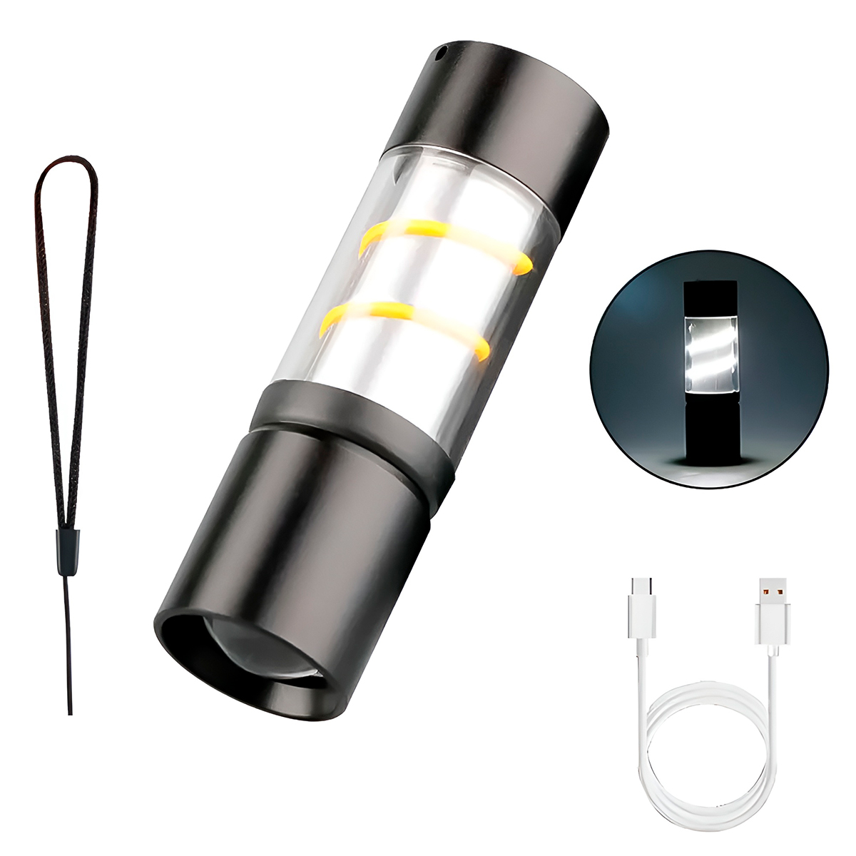 Comprar Mini linterna LED recargable por USB, lámpara pequeña y portátil  con Zoom de largo alcance y Clip, luces potentes para acampar al aire libre